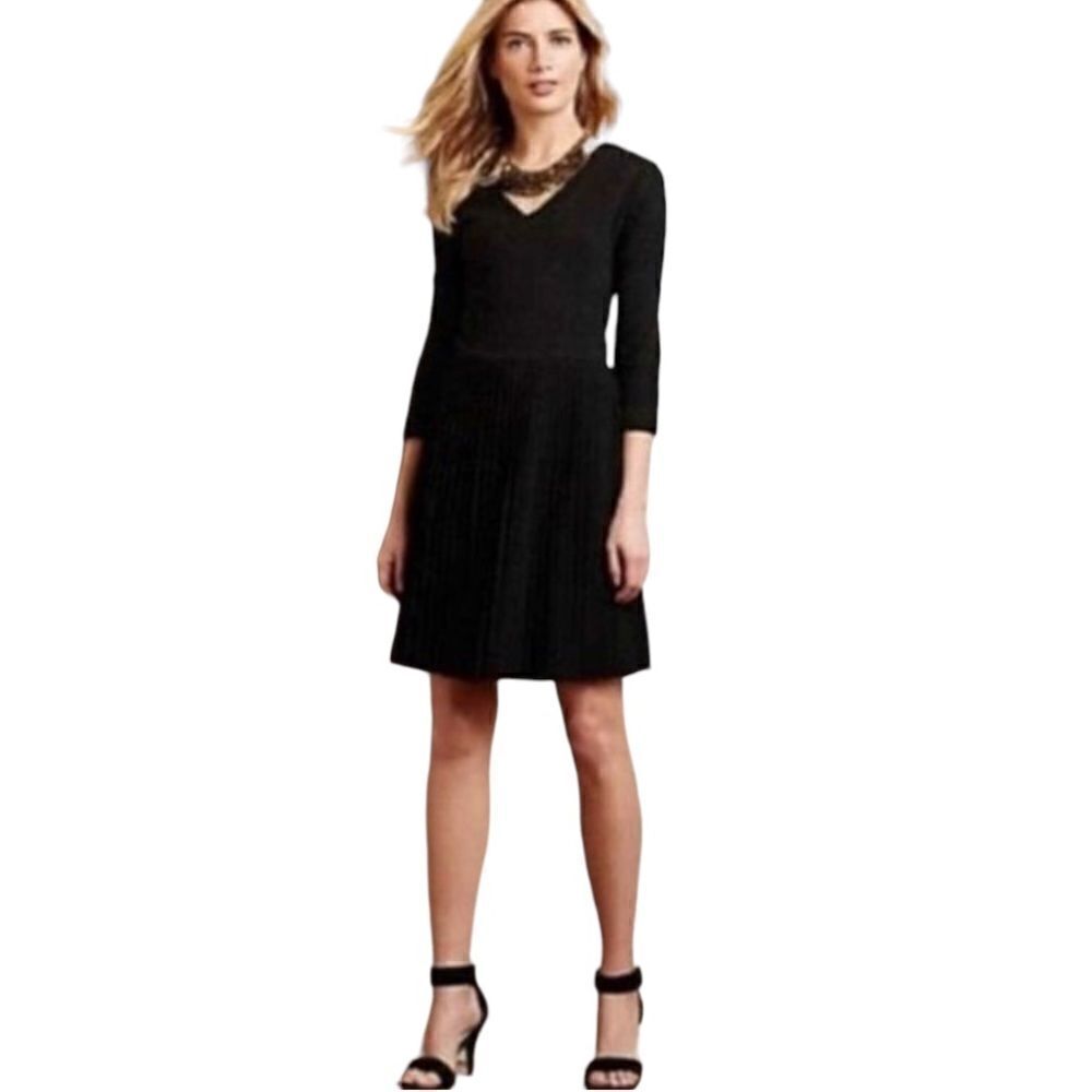 GANNI ANTHROPOLOGIE Women's Fulton Pleated Dress Black Size Small